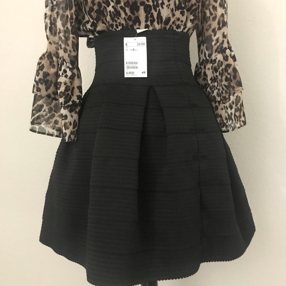 H&M Black Textured Skirt